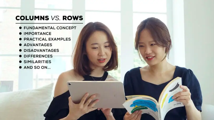 rows vs columns vs rows and columns and rows differences similarities examples row vs column vs row and column and row, differences between columns and rows , similarities between rows and columns, examples of rows, examples of columns